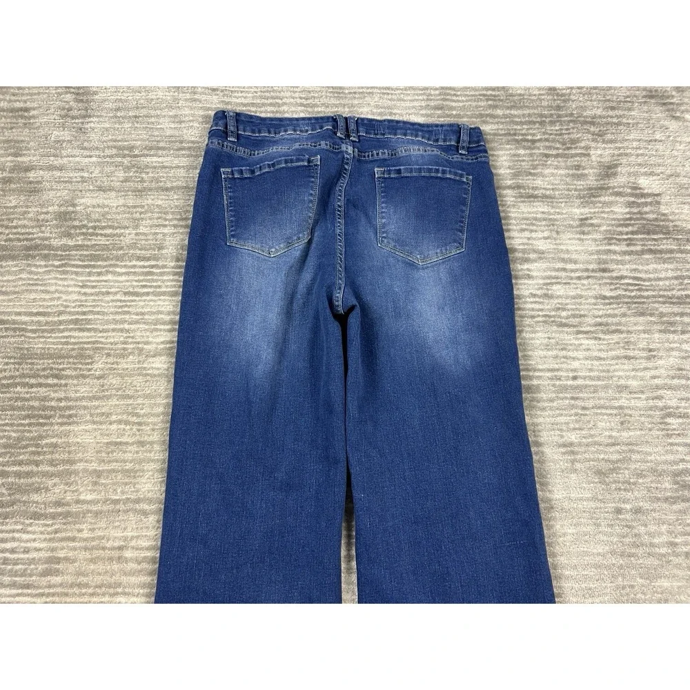 Fashion Wear Jeans Womens‎ XL Blue Denim Flare Destroyed Cotton Blend